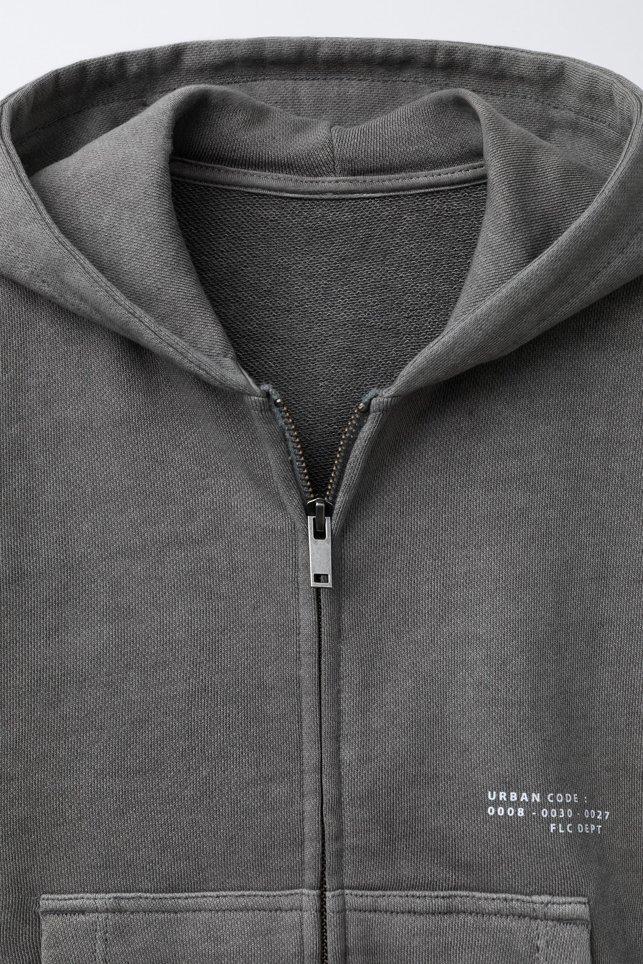 GARMENT DYE ZIPPERED SWEATSHIRT